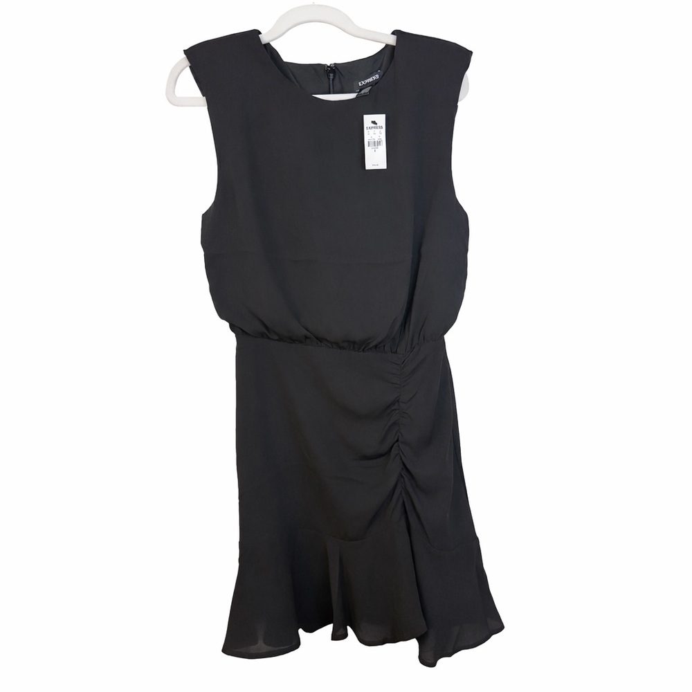 Express Black Career Dress Small NWT Shoulder Pads Workwear Chic Office Minimal
